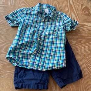 Toddler Boy Plaid Button Down & Shorts Summer Set